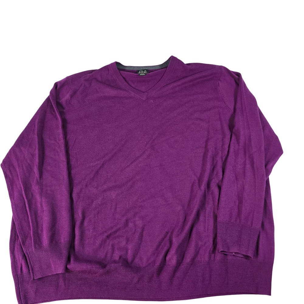 Jos A Bank Signature Collection Purple  Italian Merino Wool V-Neck Sweater 3XB